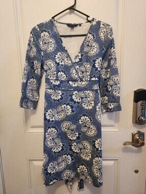 Boden Blue Floral V-Neck Women's Dress